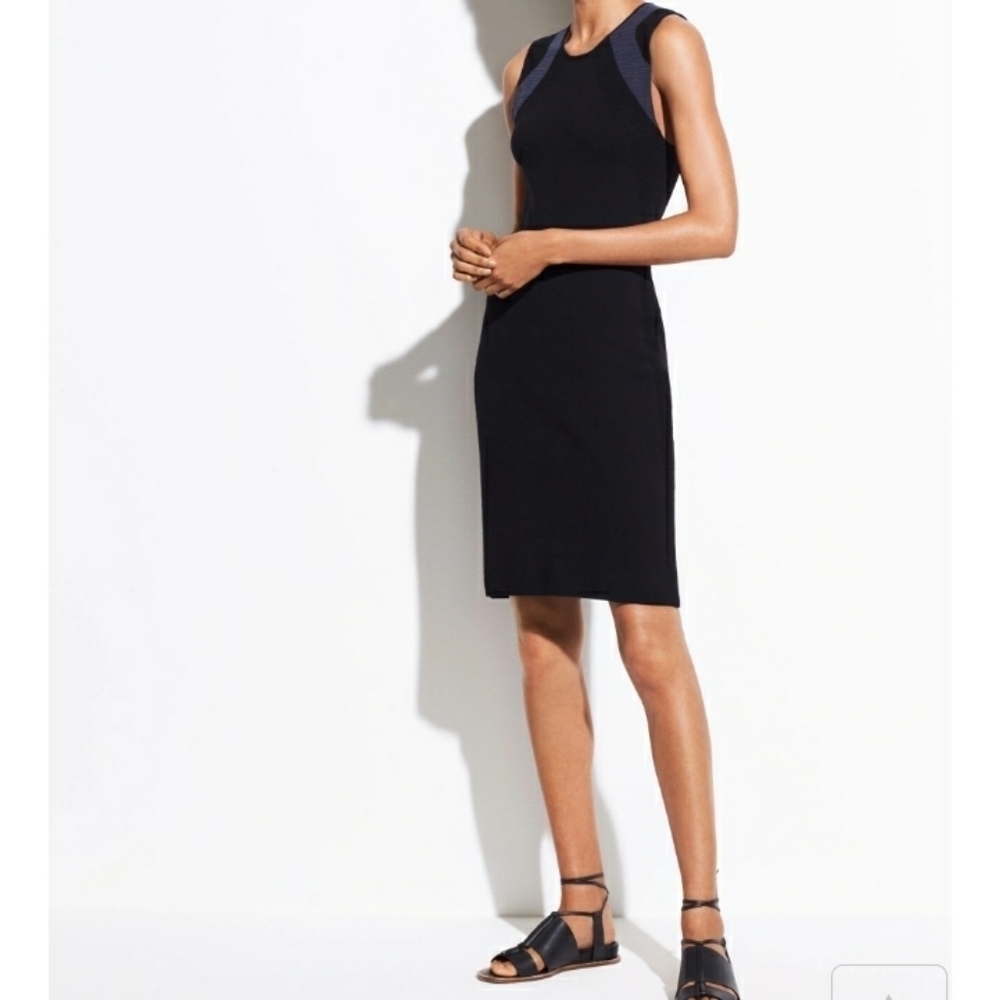 Vince STRETCH KNIT BLACK WOOL BLEND SWEATER DRESS